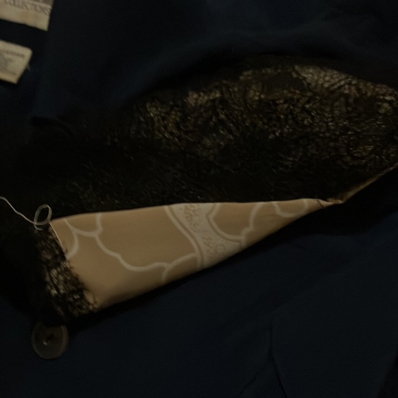 Vintage Dress Leslie Fay Petite Collection Blue with Red Sleeve Cuffs on Pockets - Picture 14 of 16